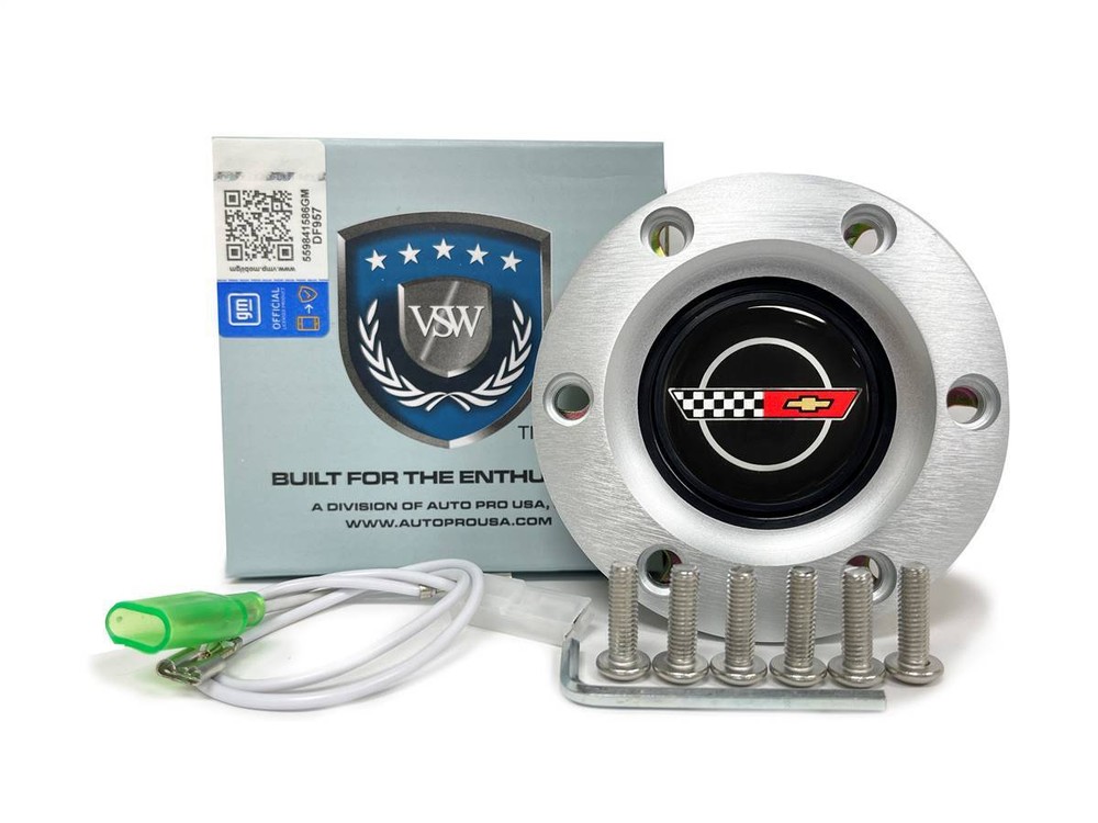 VSW 6-Bolt Brushed Horn Button, C4 Corvette Emblem