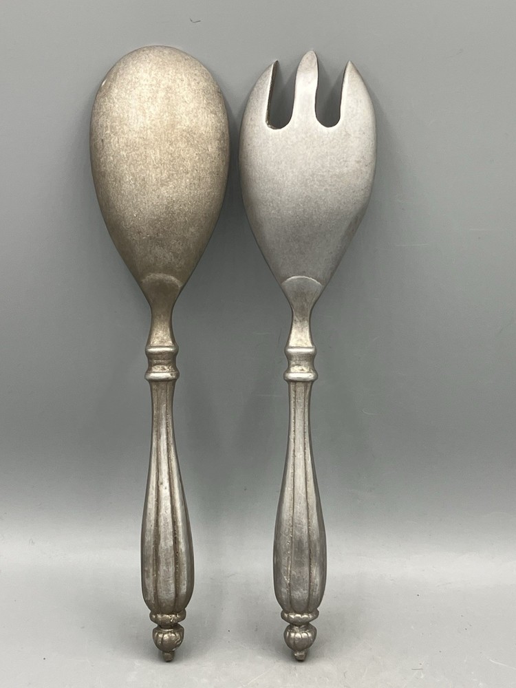 Vintage Pewter Holloware Salad Fork & Spoon Set