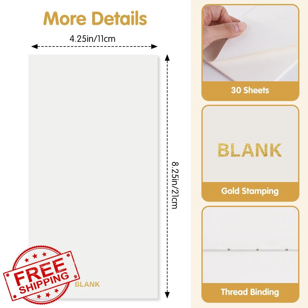 Pocket Planner Notebook Insert, 30 Sheets, 8.25"x4.25"