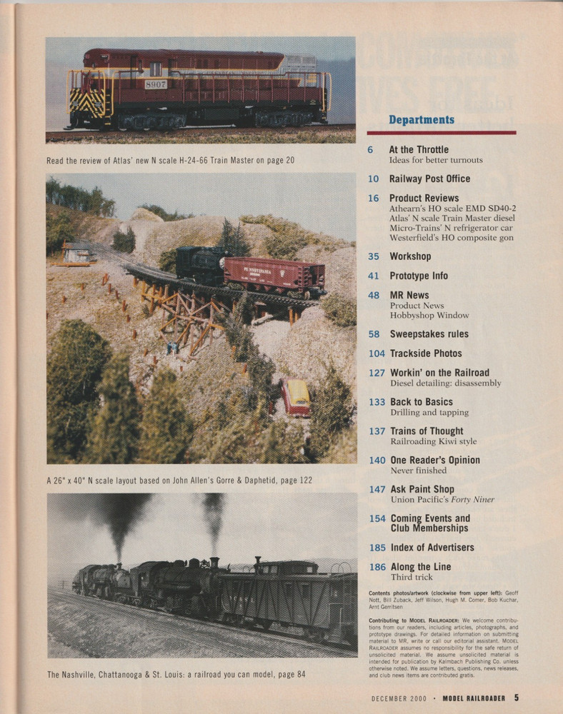 MODEL RAILROADER DECEMBER 2000 Magazine - BACK ISSUE