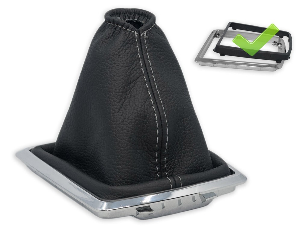 FOR FORD FOCUS 2 04-07 GEAR SHIFT BOOT GAITER LEATHER s. GRAY + CHROME FRAME