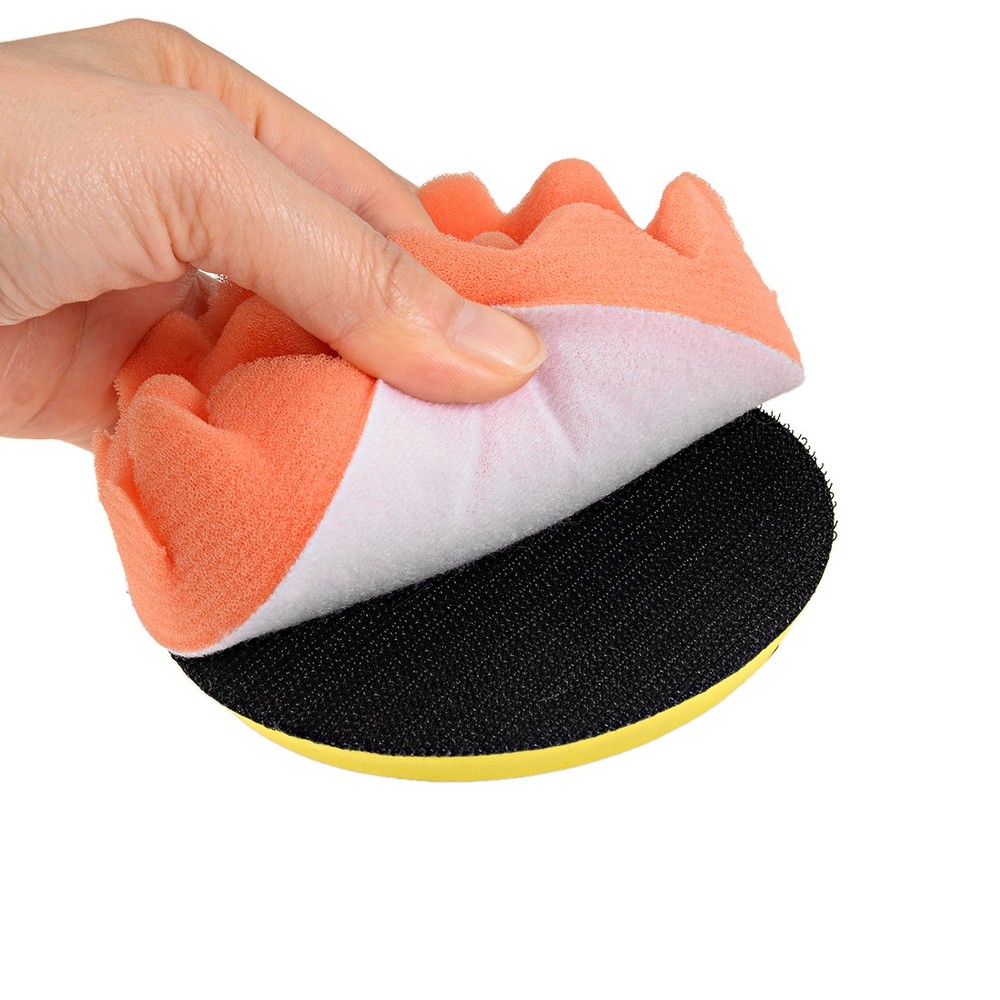 4" Buffing Sponge Pads Drill Polishing Buffer Pad Disc, Hook and Loop Back 3pcs