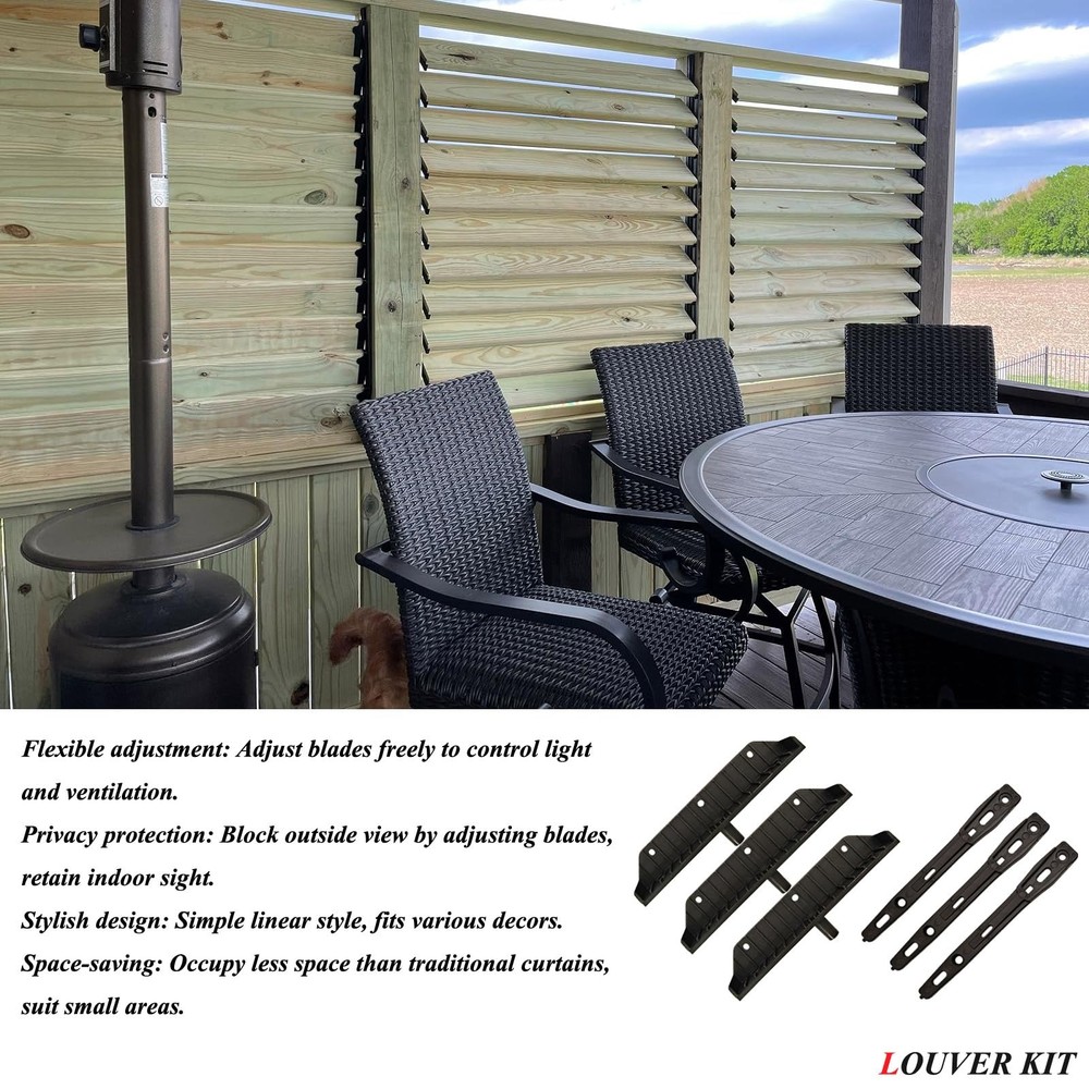 Louver Bracket Kit Deck Sunblind System Shutter Hardware Black Up to 11 Boards