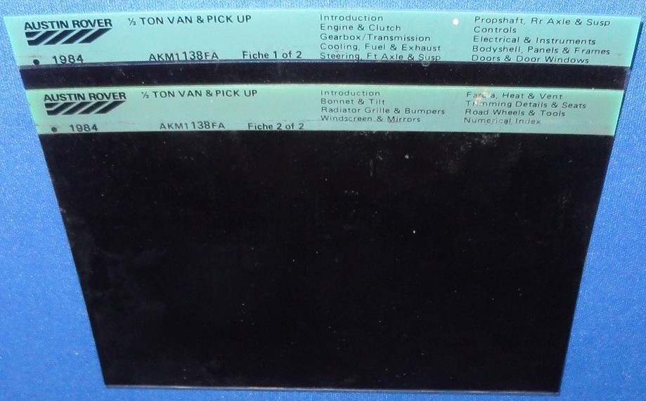 AKM1138FA Microfiche Morris ½ Ton Van, Pickup, Chassis & Cab Range 1962 – 1973