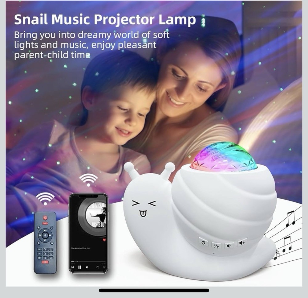 Aurora Snail Star Projector With Bluetooth Speaker New