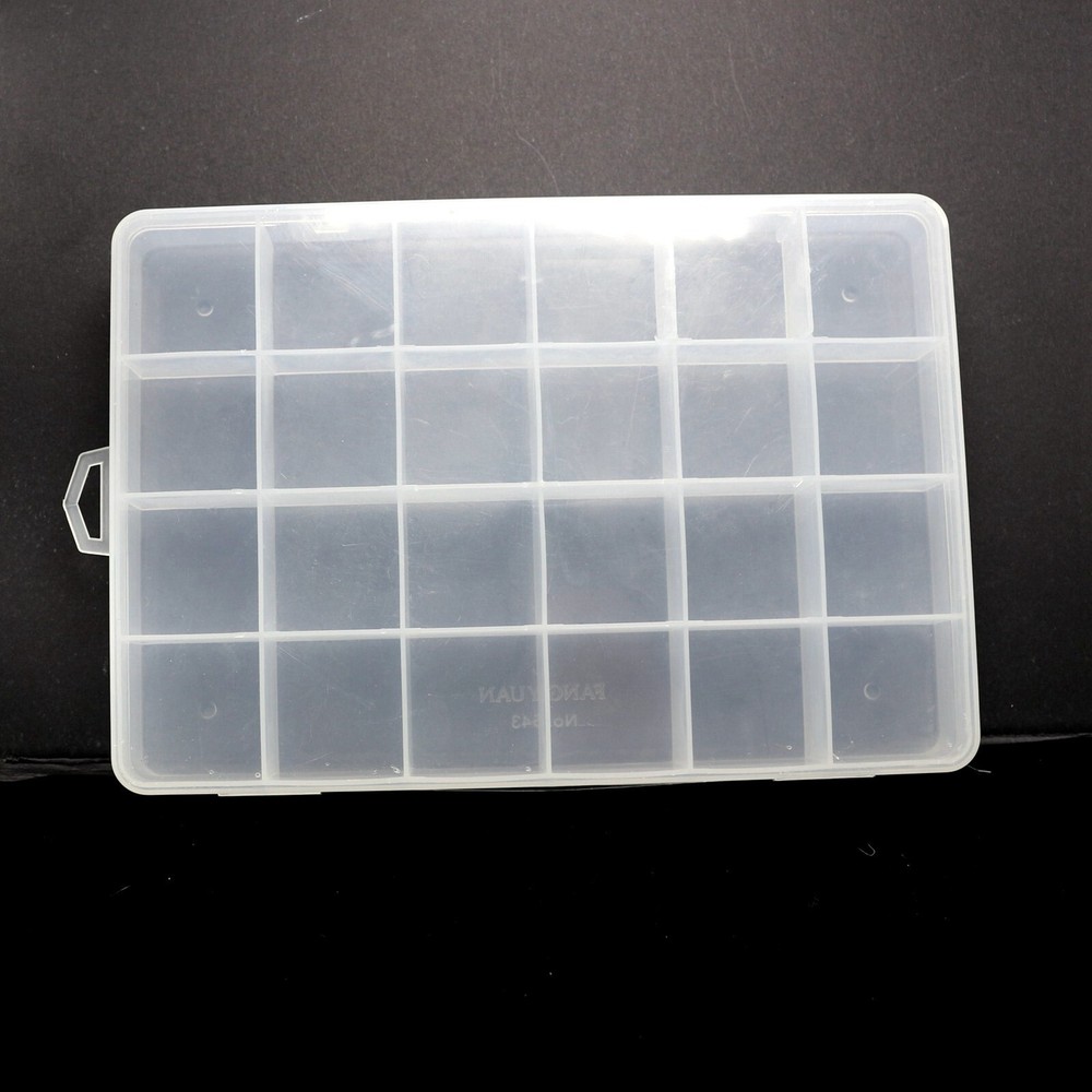 Clear Plastic Organizer Box Case 24 Grids Jewelry Storage Container 7.5"
