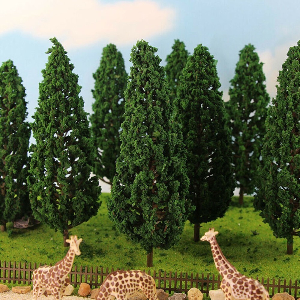 10pcs Model Pine Trees 15cm Deep Green Pines For Scale Model Railroad Layout New