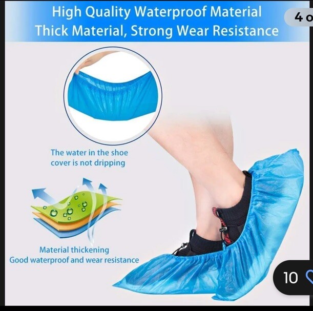 Buself Disposable Plastic Shoe Covers, 100 Pcs