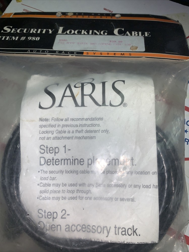 SARIS Security Locking Cable Item #980 bike lock cable