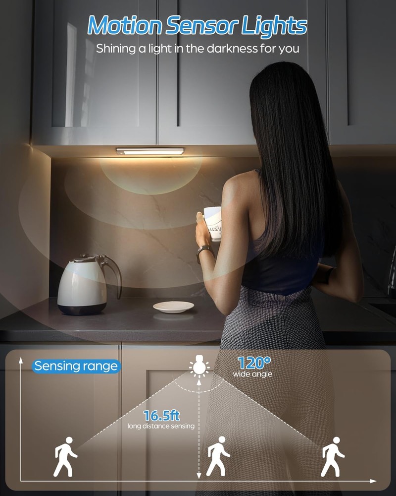 Led Under Cabinet Lighting Motion Sensor Under Counter Light with 1000mah Rec...