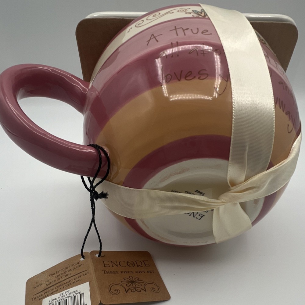 Encore Ceramic 2008 Three-Piece Set Mug 16oz, Baking Dish, Microwave Safe