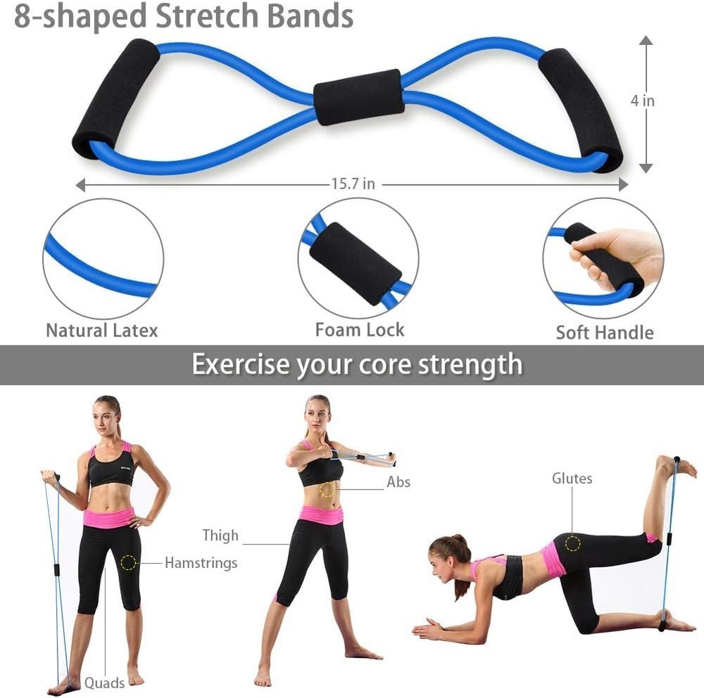 Full Body Ab Roller Exercise Kit - 10 Pieces with Resistance Bands & Guide Book