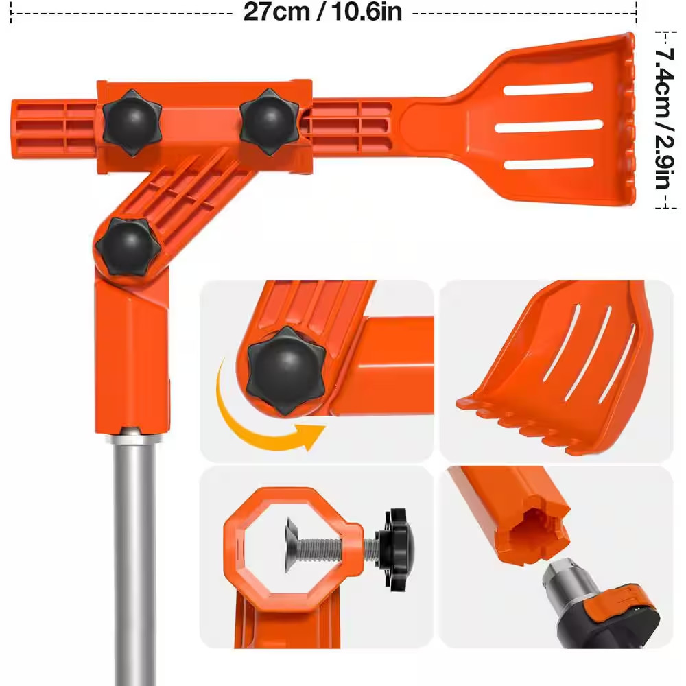 Multi-Angle ABS Handle Gutter Rake Scoop Cleaning Tool Head for Leaf and Debris