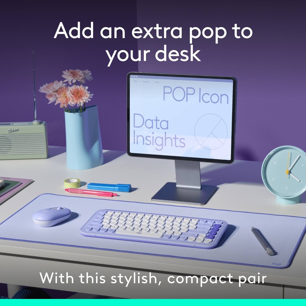 Logitech - POP ICON COMBO Compact TKL Bluetooth Keyboard and Mouse Bundle wit...