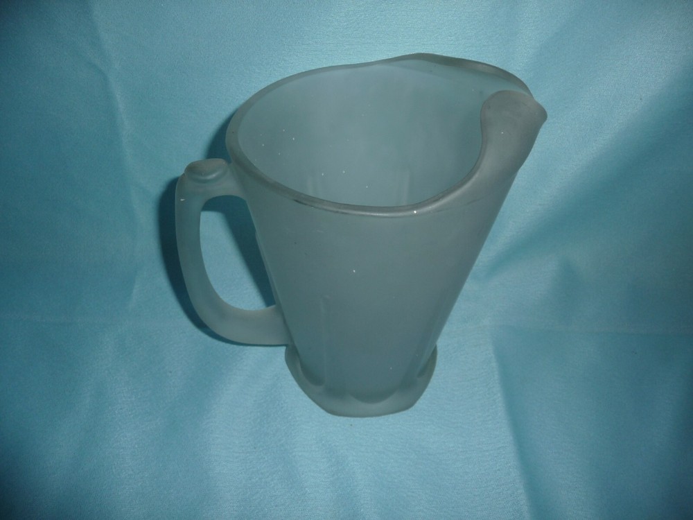 Frosted Glass Pitcher and Two Mugs
