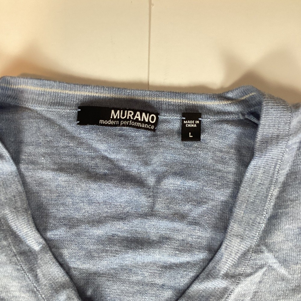 Murano Mens Sweater Long Sleeve Sz L Large Comfort Pullover Solid V Neck