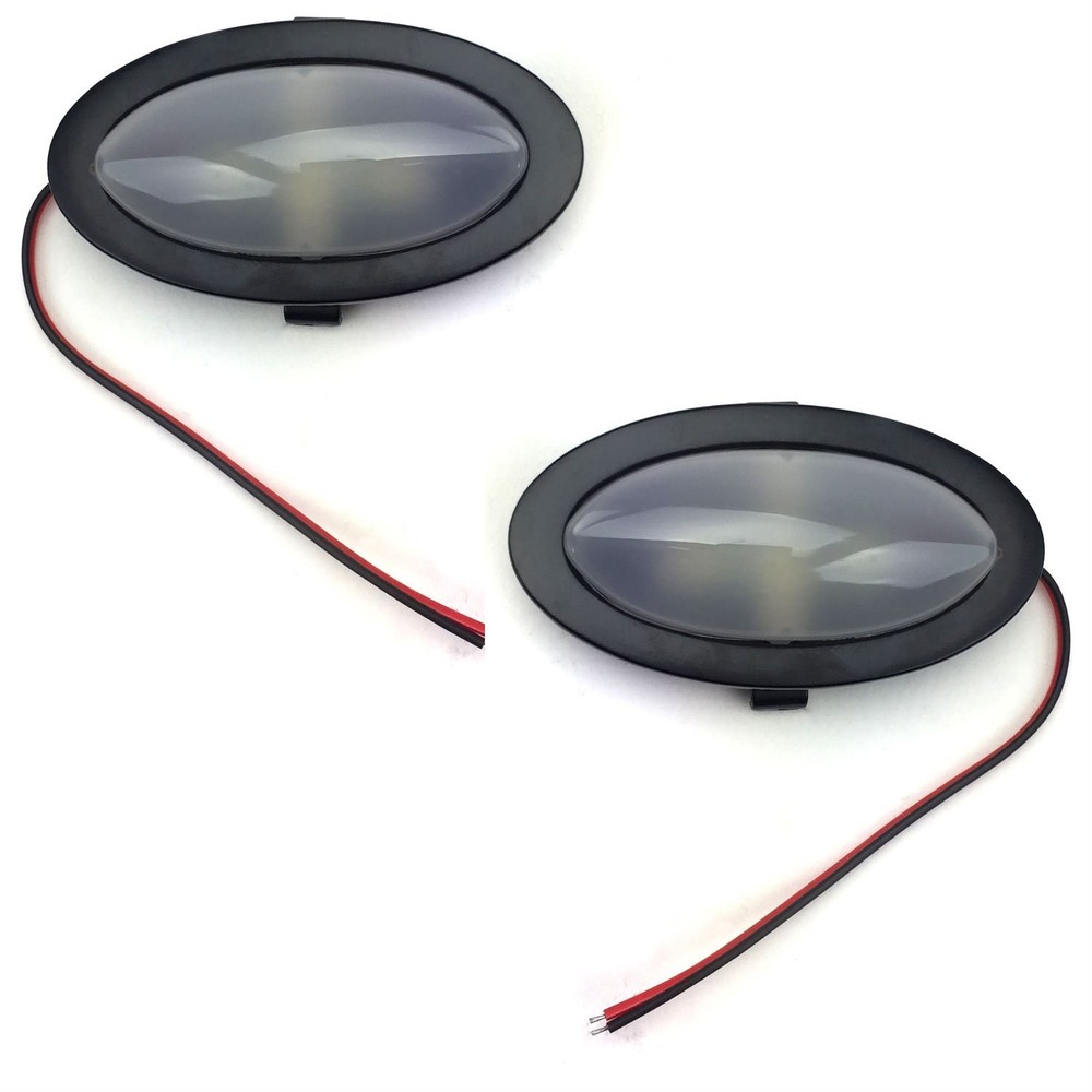 2 PC Billet Interior Courtesy Dome Lights 30 Degree Angled Bezel LED Black PAIR