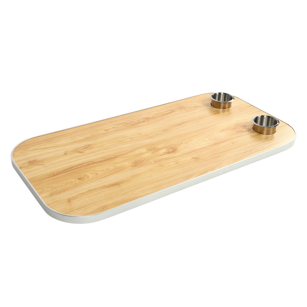 Boat Table Top With 2 Cup Holders Solid Wood Removable Desktop Panel For Caravan