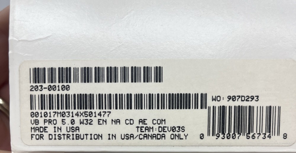 Microsoft Visual Basic 5.0 Professional Edition CD-ROM Software & Retail Box