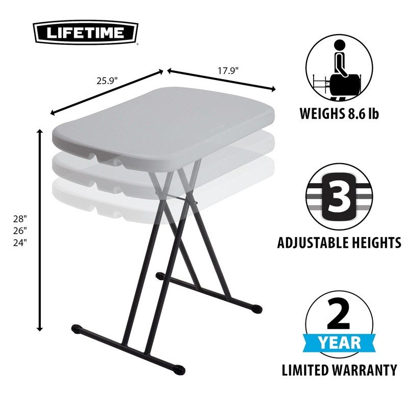 Folding Adjustable Table Lightweight Portable Indoor Outdoor Use Easy Clean