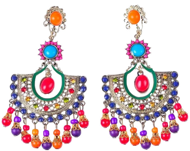 ✨Aesthetic DOLCE Italy Bohemian Rio Beaded Large Dangle Multicolor Earrings NEW!