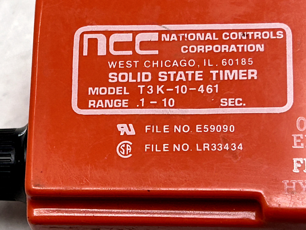NAT!ONAL CONTROLS CORP NCC SOLID STATE TIMER MODEL T2K-10-441 RANGE .1 - 10 SEC.