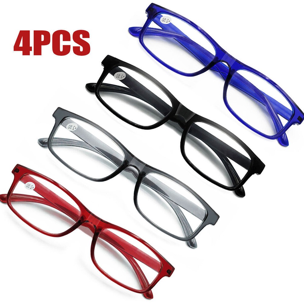 4x New Mens Full Frame Blue Light Blocking Reading Glasses Spring Hinge Readers