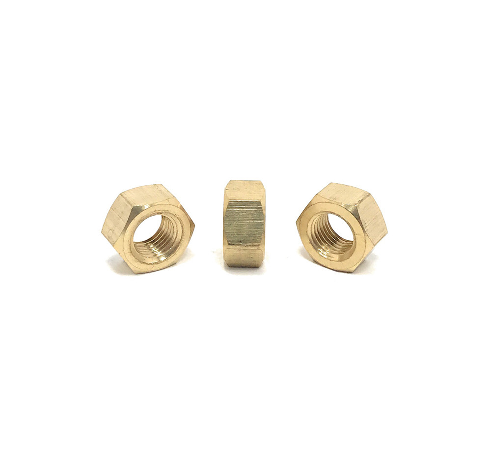 (10) 7/16-20 Brass Finished Hex Nuts - Fine Thread - Solid Brass (10 Pieces)