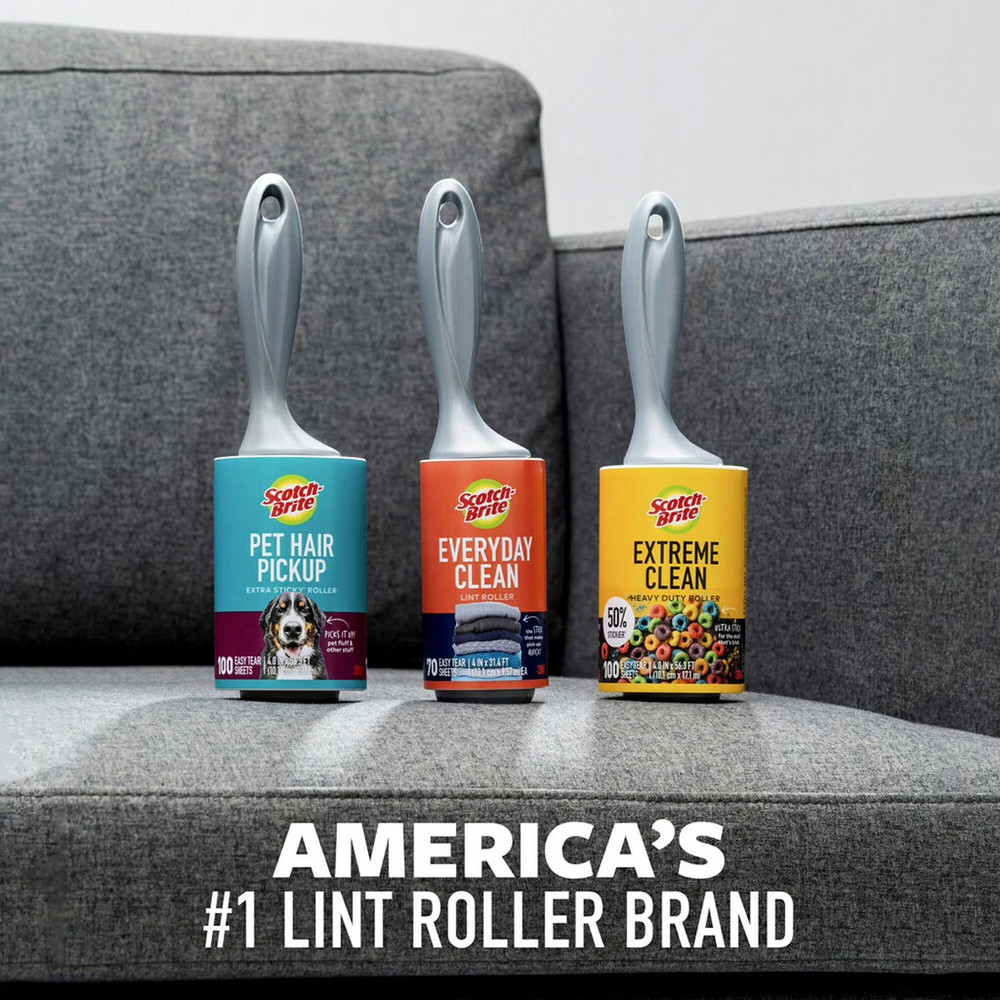 Scotch-Brite Lint Roller Club Pack, 4 Rollers/Pack, 85 Sheets/Roller