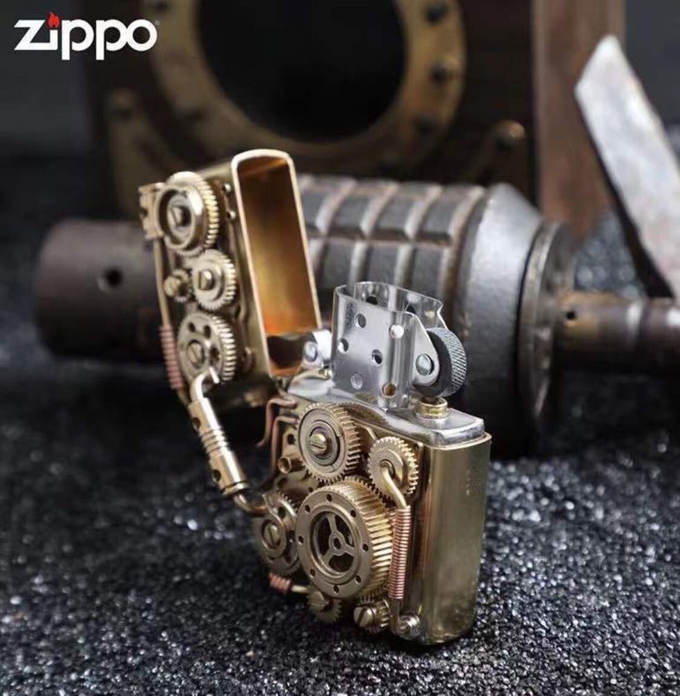 New Zippo oil Lighter SteamPunk solid brass Armor with box