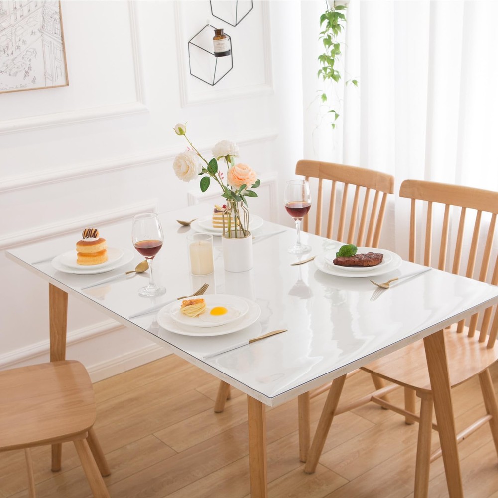 48 x 108 Inch Clear Table Cover Protector, Clear Table Protector for Dining R...