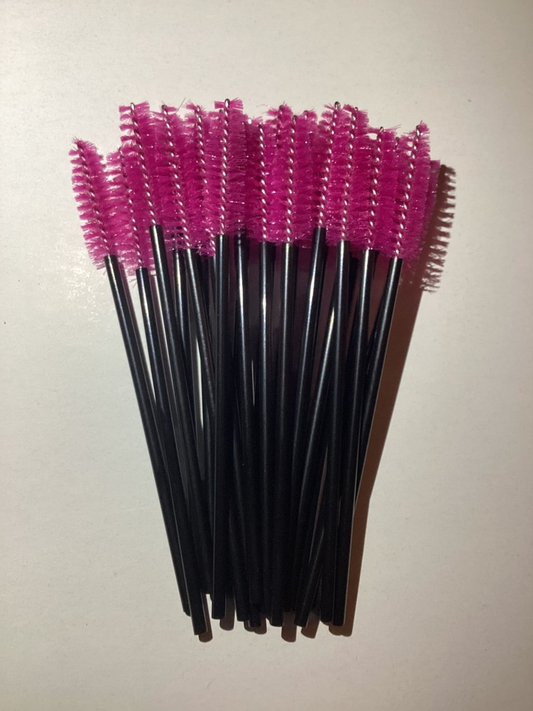 Mascara Wands, Disposable, Hot Pink/Black, 50 pc