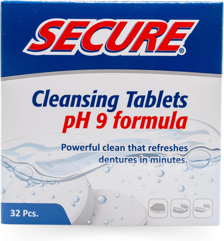 Secure Daily Cleansing Tablets - Ph 9 Formula Thoroughly Cleans Dentures - FSA &