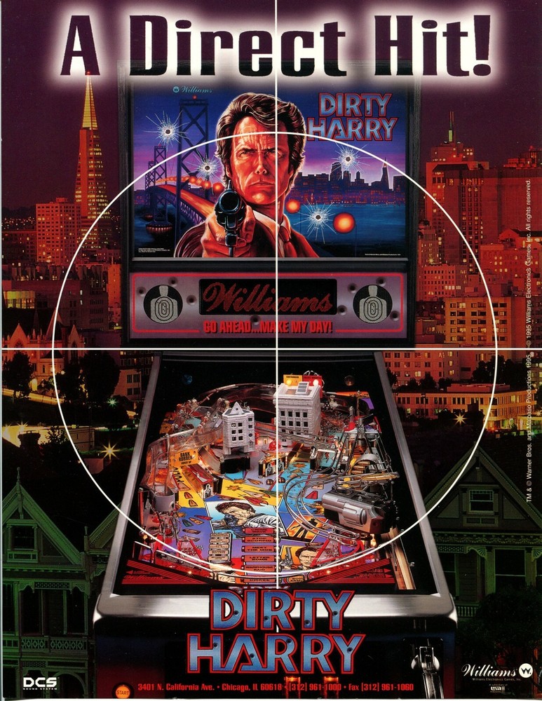Dirty Harry Williams Pinball Flyer / Brochure/ Ad - Mint