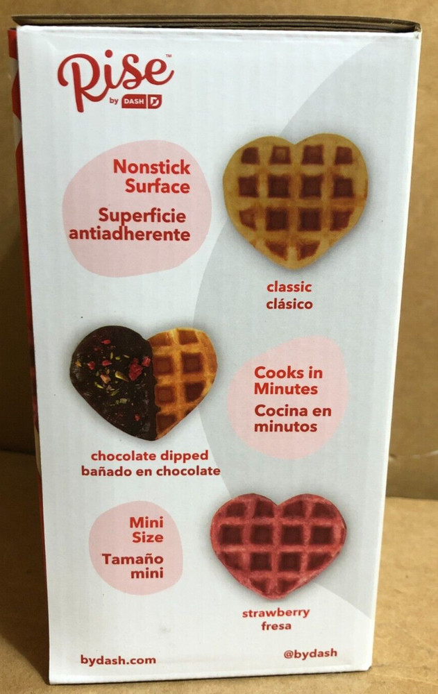 Pink Rise by DASH Heart Mini Waffle Maker 4" Cooking Surface **