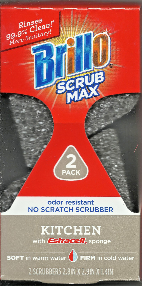 2 pack KITCHEN Brillo Scrub Max Scrubber Sponge No Scratch w/ Estracell Armilay