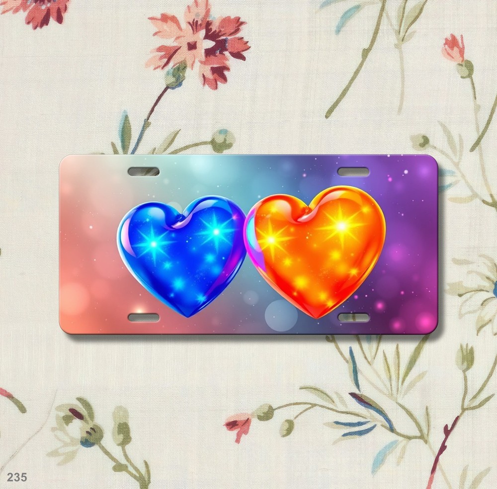 Modern Hearts License Plate Personalized Front Plate Everyday Gift