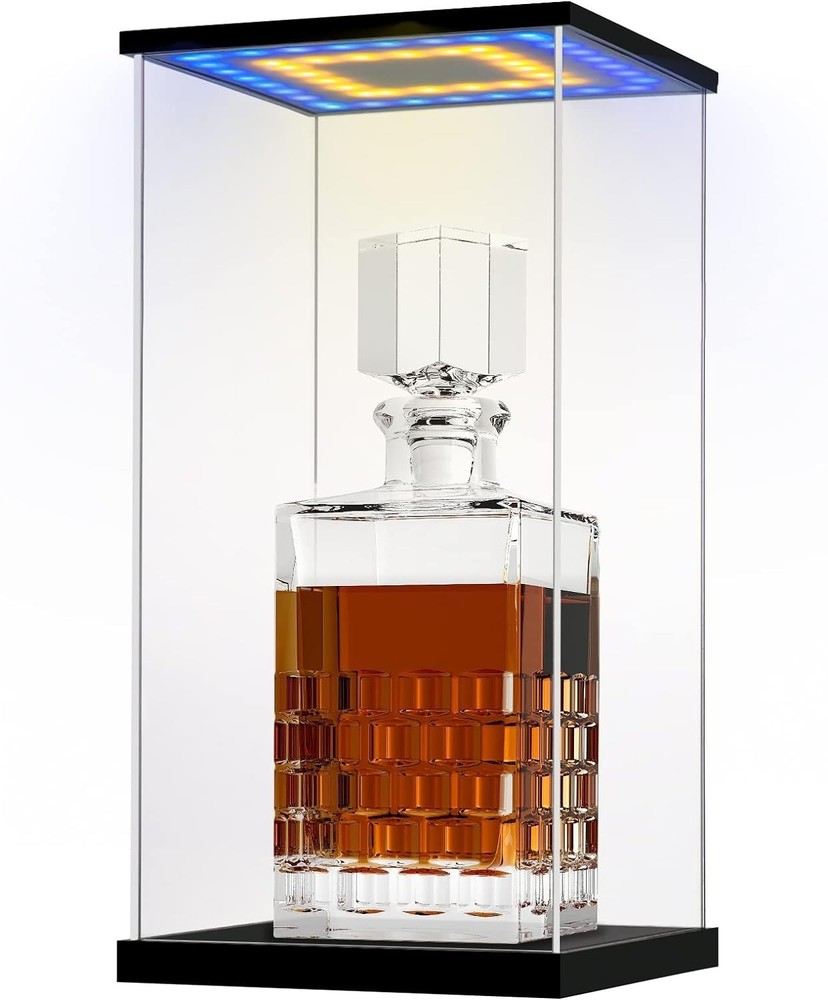 Acrylic Wine Bottle Display Case with LED Light Display Stand Wine Display Ca...