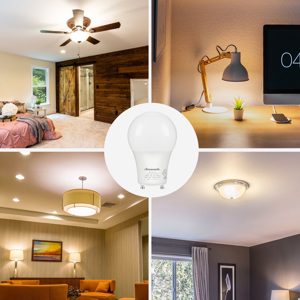 DEWENWILS GU24 LED Light Bulb, Dimmable 2 Prong Light Bulbs, Warm White, 4 Pack