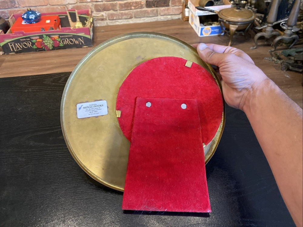 Vintage Middle Eastern Brass Mirror With Islamic Arabic Script