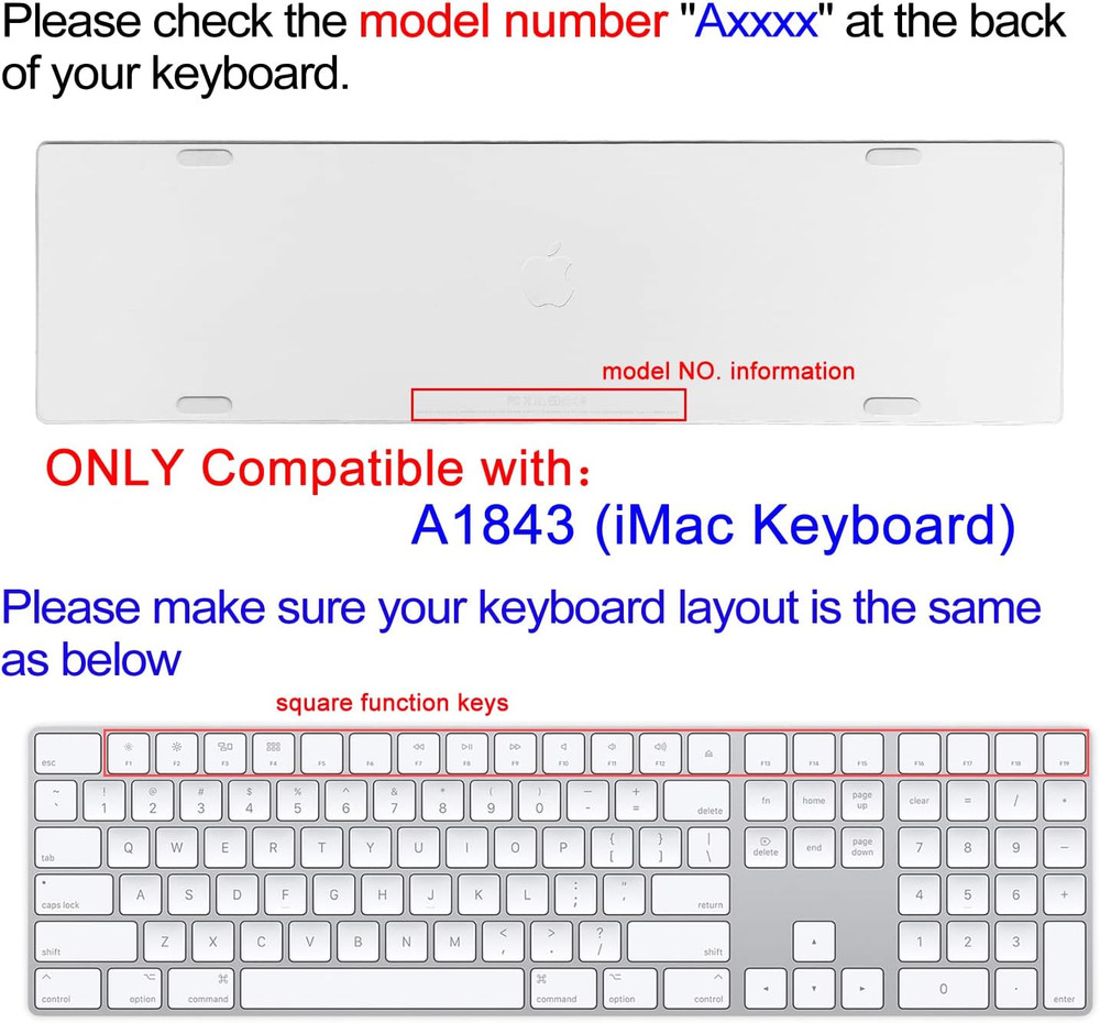 Silicone Keyboard Cover for Apple Imac Magic Keyboard with Numeric Keypad MQ052L