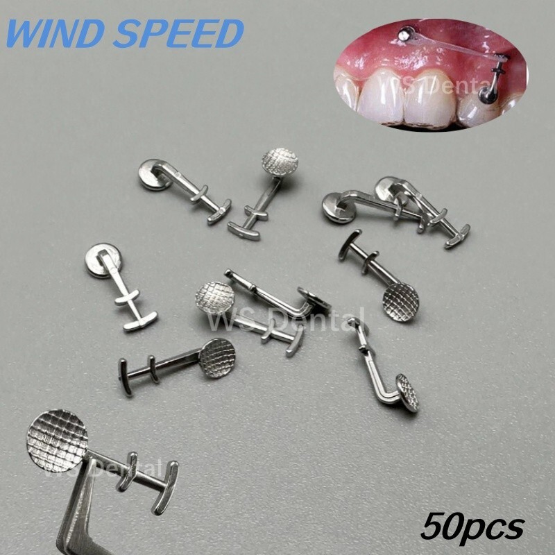 50× Dental Orthodontic Bondable Lingual Button Crimpable Round Multi-hook Double