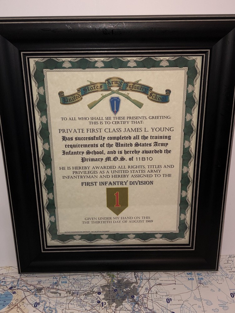 U.S. ARMY (1ST I.D.) INFANTRY TRAINING AND ASSIGNMENT CERTIFICATE