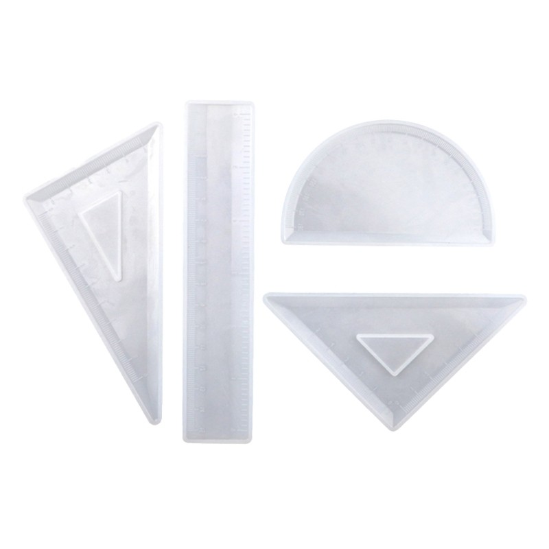 4pcs Ruler Resin Silicone Mold, Protractor Triangle Ruler Right Angle Rulers