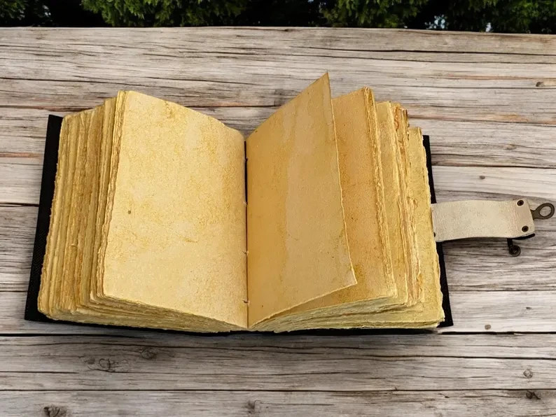 Fairy Flower Vintage Leather Grimoire Notebook