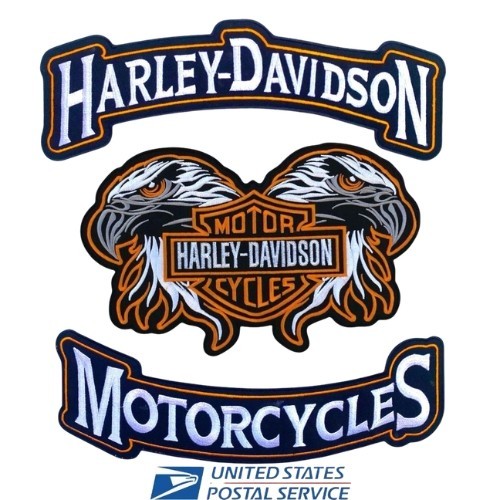 Harley-Davidson Orange Double Eagle Biker Patch with Top & Bottom Rockers