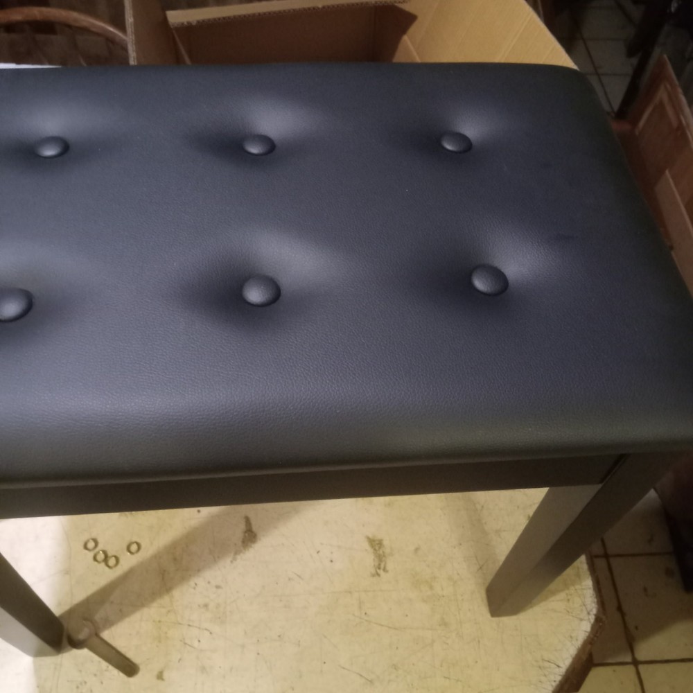 Black Button Vanity Bench / Piano Bench