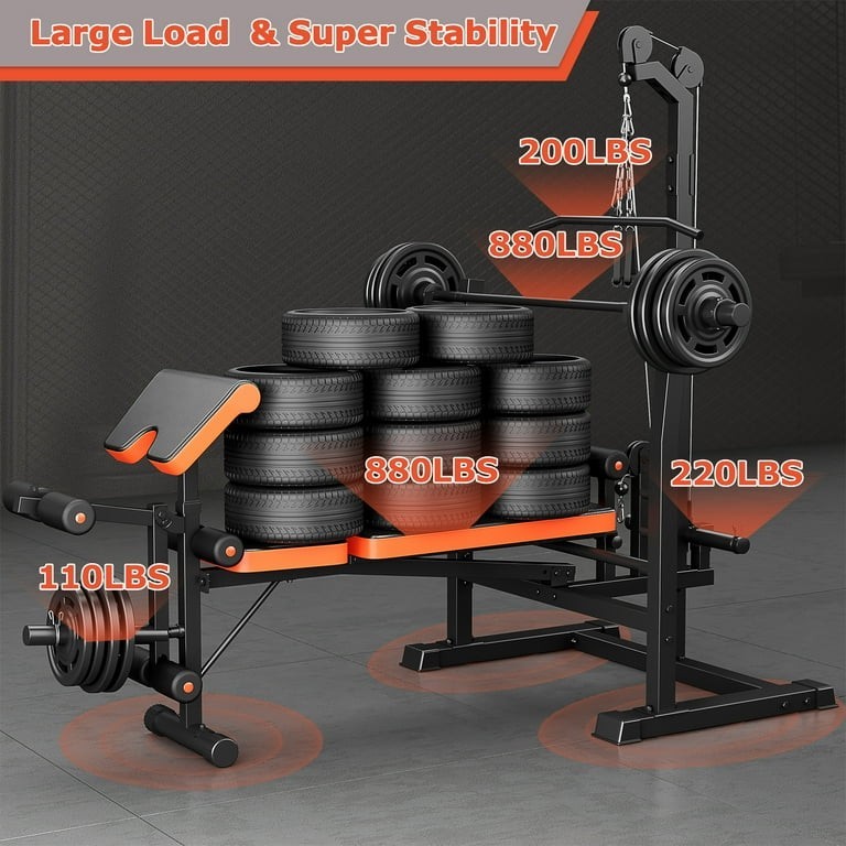 800lbs 10-in-1 Multi-Function Adjustable Weight Bench Press Set See Details New