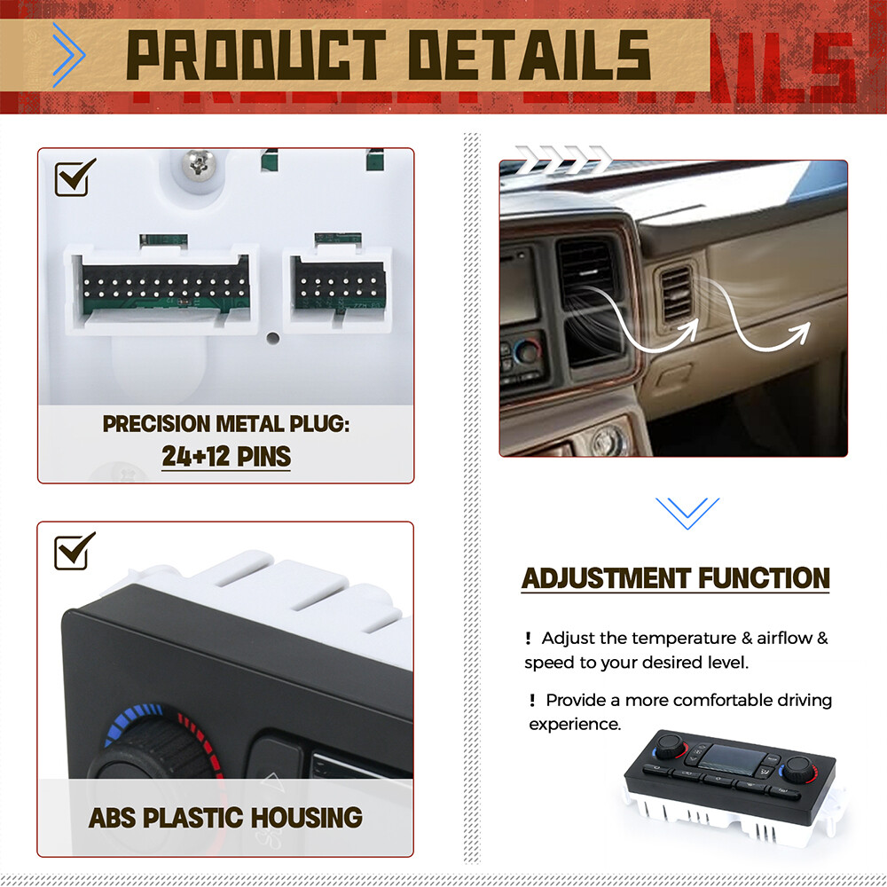 A/C Heater Climate Control Module Panel Switch For 2003-2007 Hummer H2 599-015