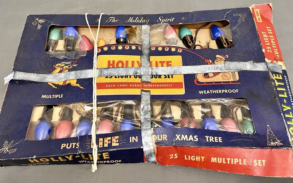 VTG Holly Lite Large Multicolor 25 Bulb Lamps Burn Independently Weatherproof